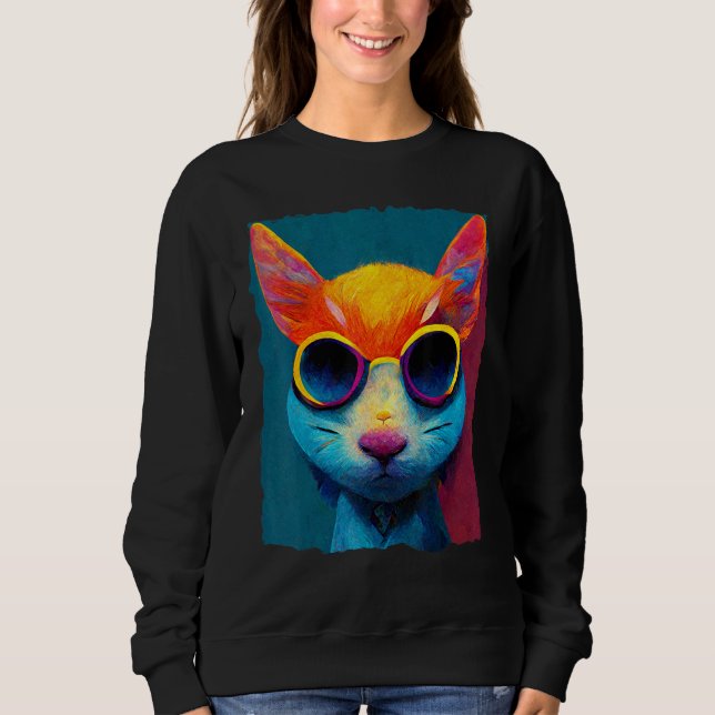 Sudadera Colorful Cat With Glasses (Anverso)
