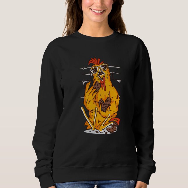 Sudadera Colorful Chicken Eating Cookies Realistic Chicken  (Anverso)