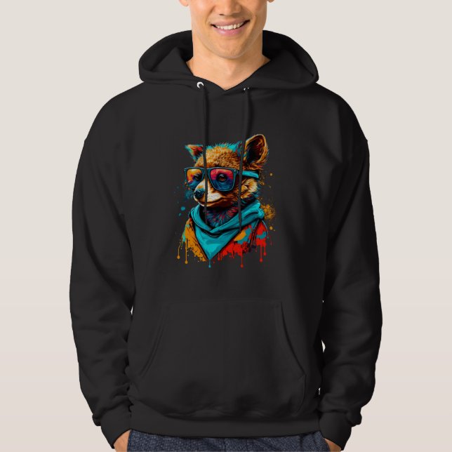 Sudadera Colorful Cute Raccoon with Sunglasses Animal (Anverso)