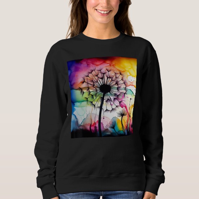 Sudadera Colorful dandelion watercolor optics blowball (Anverso)
