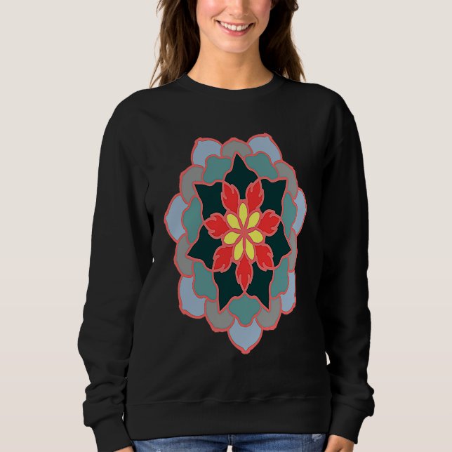 Sudadera Colorful flower mandala  flower emblem (Anverso)