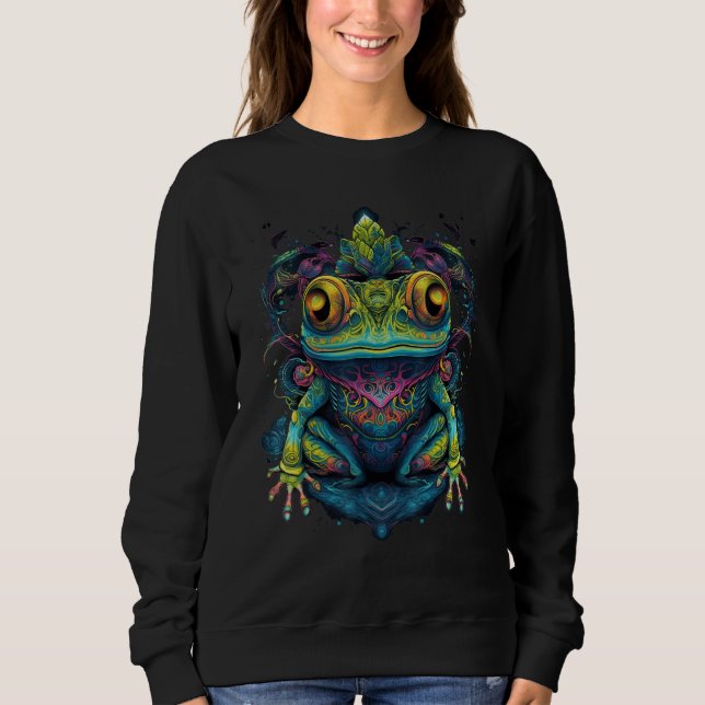 Sudadera Colorful Frog Psychedelic Trippy Hippie Men Women  (Anverso)