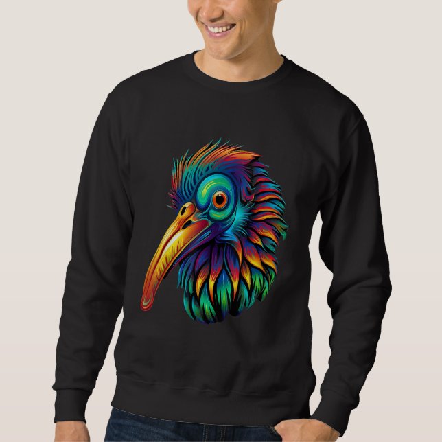 Sudadera Colorful Geometric New Zealand Kiwi Bird Pop Anima (Anverso)