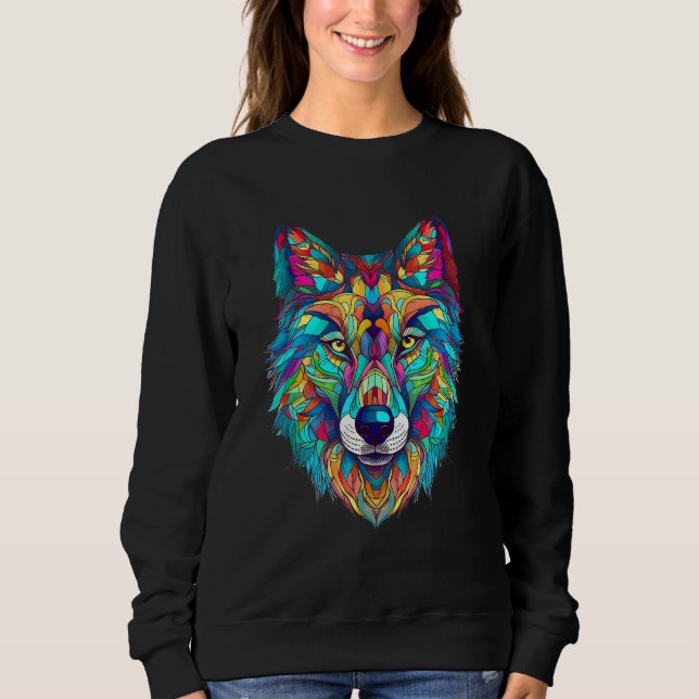 Sudadera Colorful geometric Wolf (Anverso)