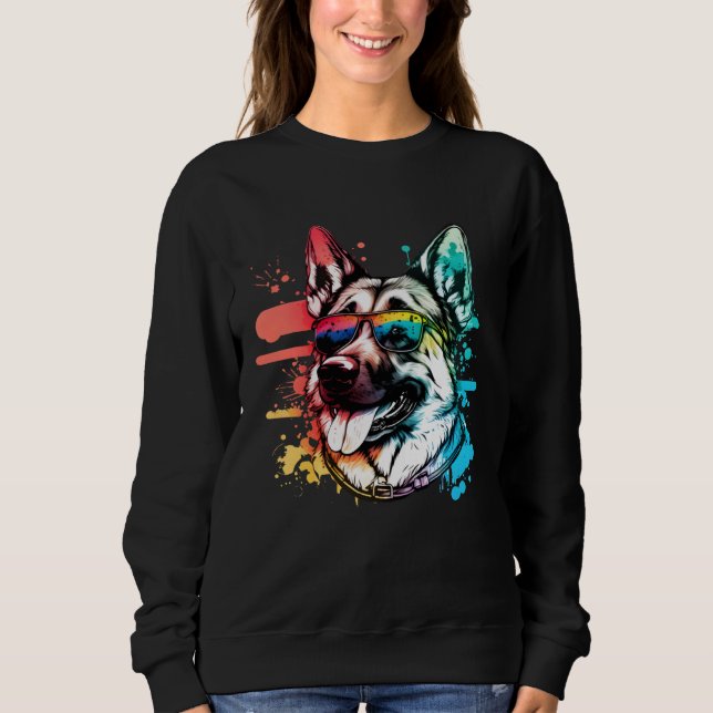 Sudadera Colorful German Shepherd Dog Pop Dad Dog (Anverso)