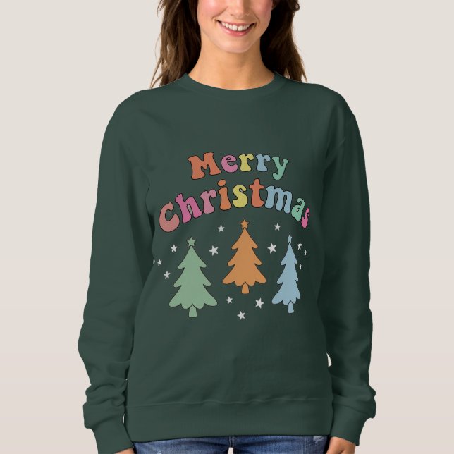 Sudadera colorful Merry Christmas Tree Sweatshirt (Anverso)