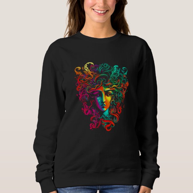 Sudadera Colorful Painted Medusa Head Greek Mythology Gift  (Anverso)
