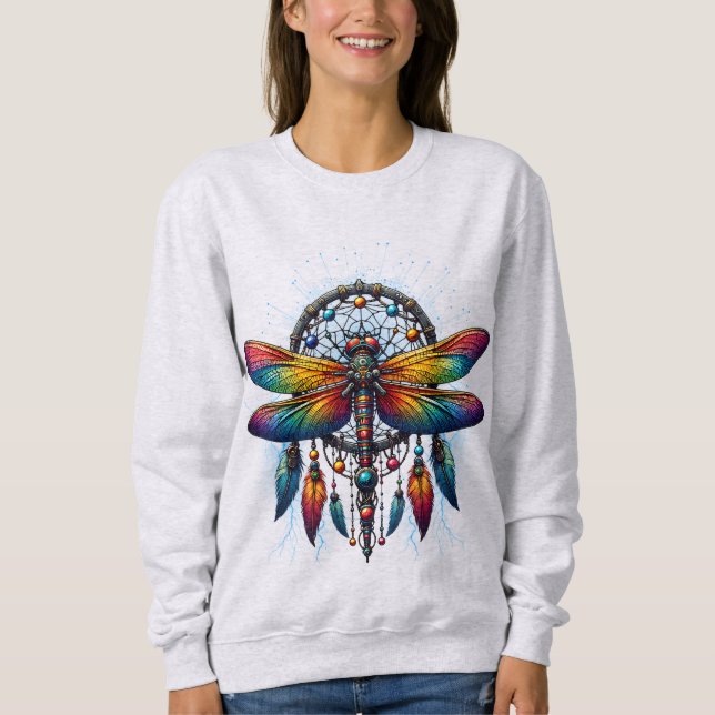 Sudadera Colorful Psychedelic Dragonfly Dreamcatcher Boho (Anverso)