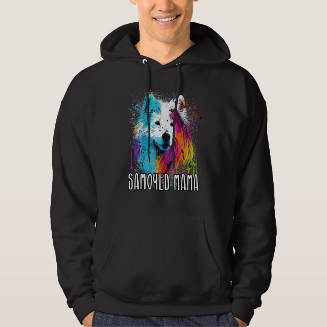 Sudadera Colorful Splash Samoyed Mama Portrait Puppy (Anverso)