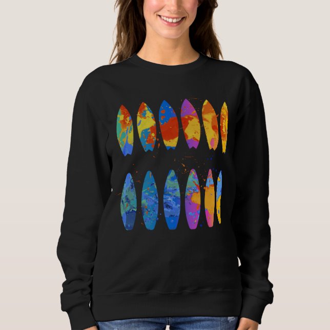 Sudadera Colorful Surfing  Surfer Surfboard Graphic (Anverso)