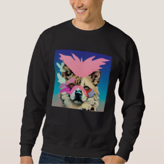 Sudadera Colorful Vibrant Dog Cat Tiger Lion Wearing Feathe