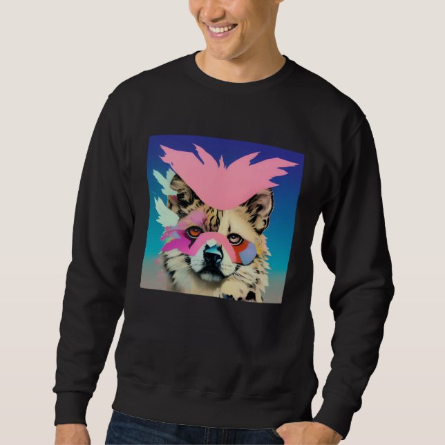 Sudadera Colorful Vibrant Dog Cat Tiger Lion Wearing Feathe (Anverso)