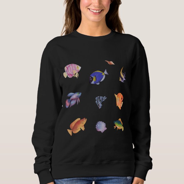 Sudadera Colorida acuarela Pescado tropical (Anverso)