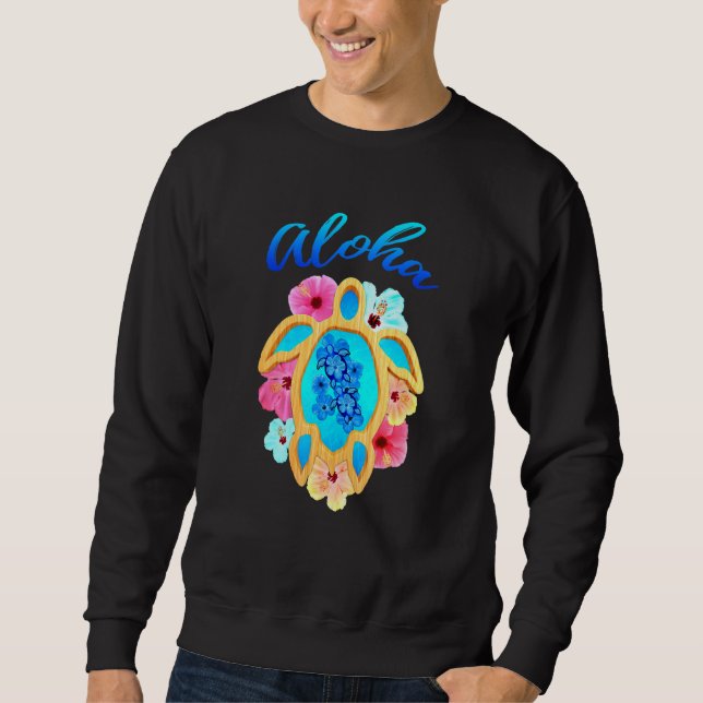 Sudadera Colorida Aloha Hawaii Vacaciones Tortuga marina (Anverso)