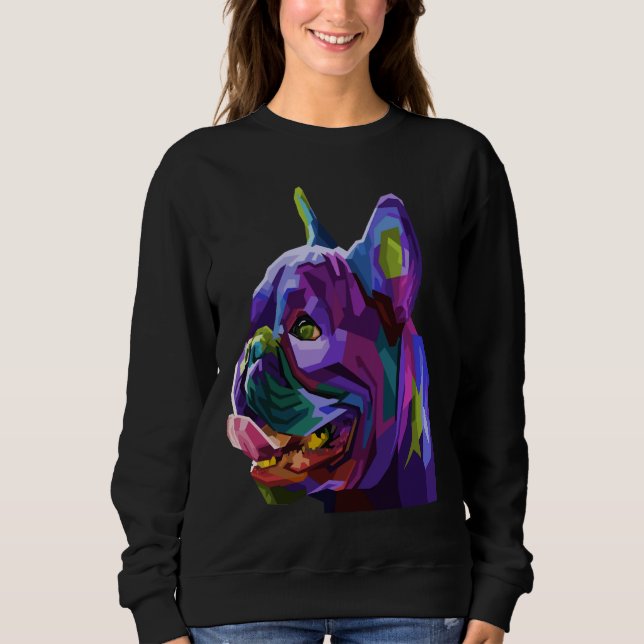 Sudadera Colorida cabeza de pug Geométrica Pop Art Classic  (Anverso)