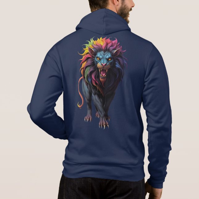 Sudadera Colorida fantasía arte un león (Reverso)
