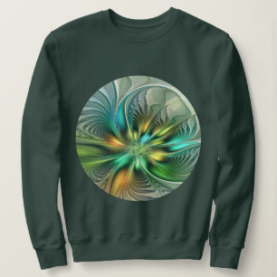 Sudadera Colorida Fantasía Moderna Abstracto Flor Fractal
