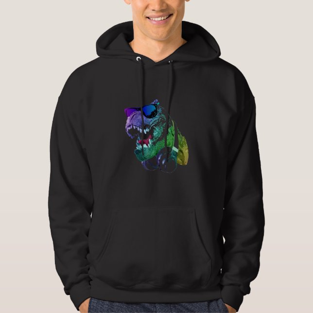 Sudadera Colorido DJ T Rex Funny (Anverso)