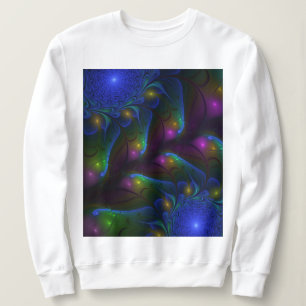 Sudadera Colorido Luminoso Abstracto Moderno Trippy Fractal