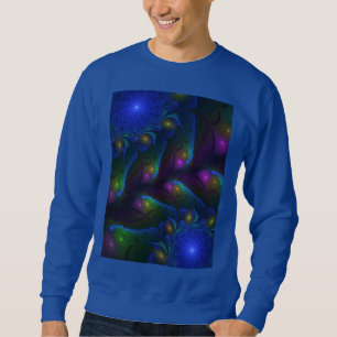 Sudadera Colorido Luminoso Abstracto Moderno Trippy Fractal