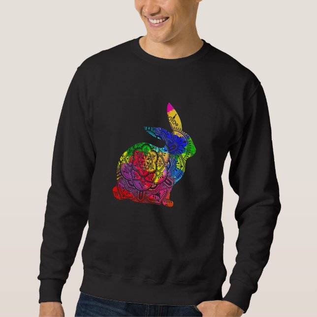 Sudadera Colorido Mandala Art Rabbit Bunny Animal (Anverso)