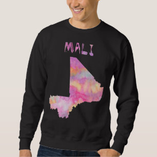 Sudadera Colorido mapa aislado de Mali en acuarela colorida