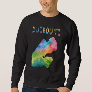 Sudadera Colorido mapa aislado de Yibuti en color acuarela
