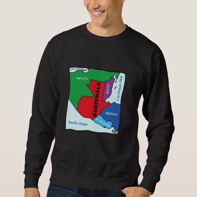 Sudadera Colorido mapa simplificado de Guatemala, golpe vec (Anverso)