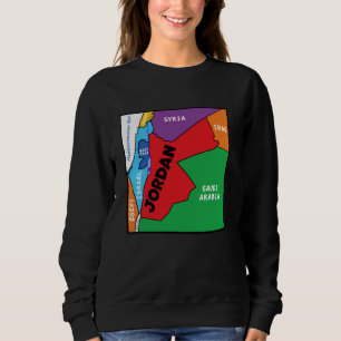 Sudadera Colorido mapa simplificado de Jordania, país vecin