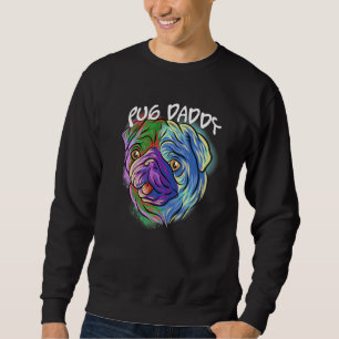 Sudadera Colorido retrato pop Pug Dog Dad