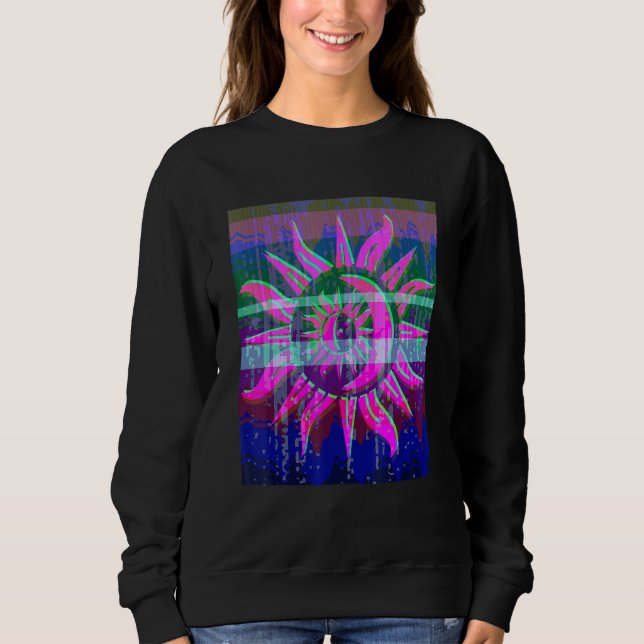 Sudadera Colorido Vaporwave Glitched Sun Noise (Anverso)