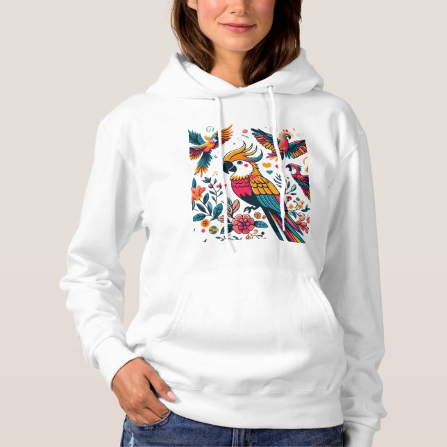 Sudadera Coloridos loros Arte Tropical (Anverso)