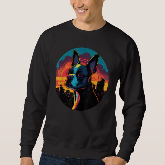 Sudadera Colourful Boston Terrier Dog Dad Mom Graffity (Anverso)