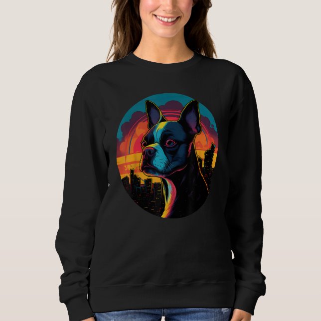Sudadera Colourful Boston Terrier Dog Dad Mom Graffity (Anverso)