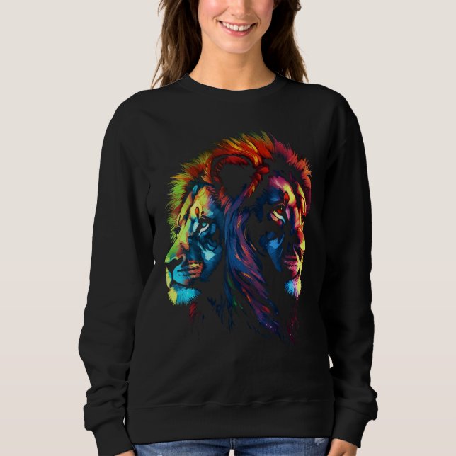 Sudadera Colourful Lion  Ying and Yang  Zoo Animal Lion (Anverso)