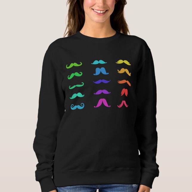 Sudadera Colourful Mustache s for Girls Women Moustache (Anverso)