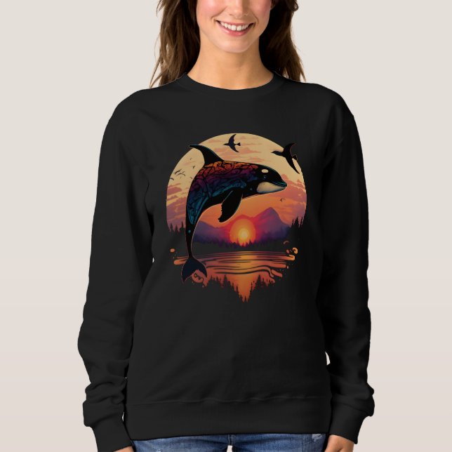 Sudadera Colourful mystical orca whale watching dolphin pot (Anverso)