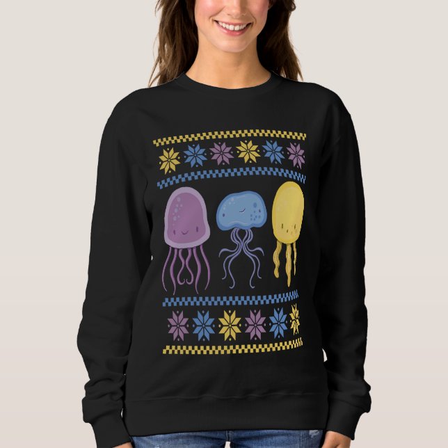 Sudadera Colourful Xmas outfit with three different jellyfi (Anverso)