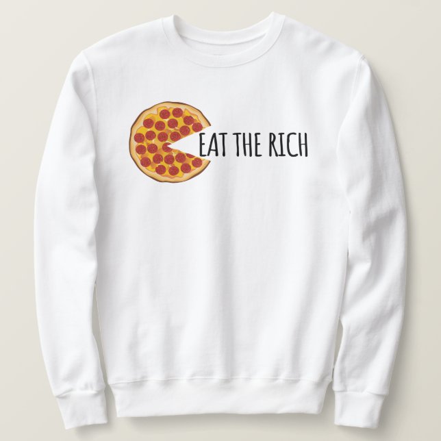 Sudadera Coma a los ricos - Graciosa pizza socialista (Anverso del diseño)