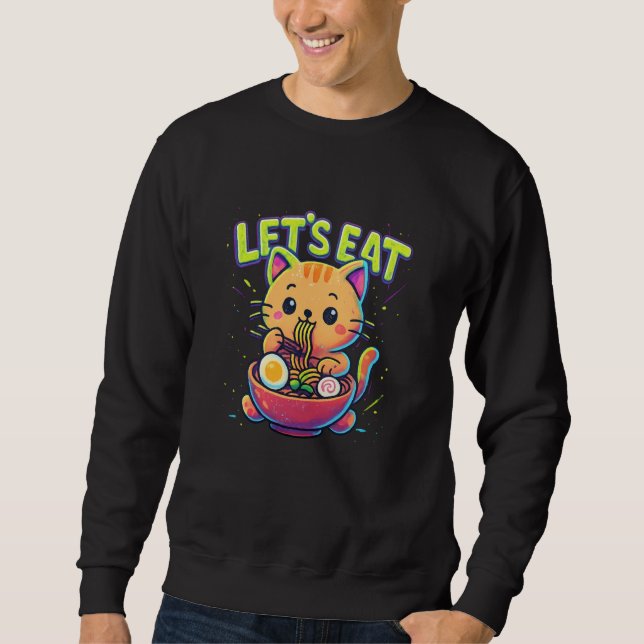 Sudadera Comamos Ramen Gatito Kawaii Adorable (Anverso)