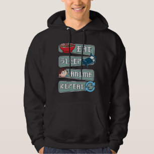 Sudadera Come Anime Duerme Repite Japonés Diseño Kawaii