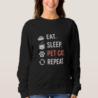 Sudadera Come Dormir Acariciar Gato Repetir Cita Divertida 
