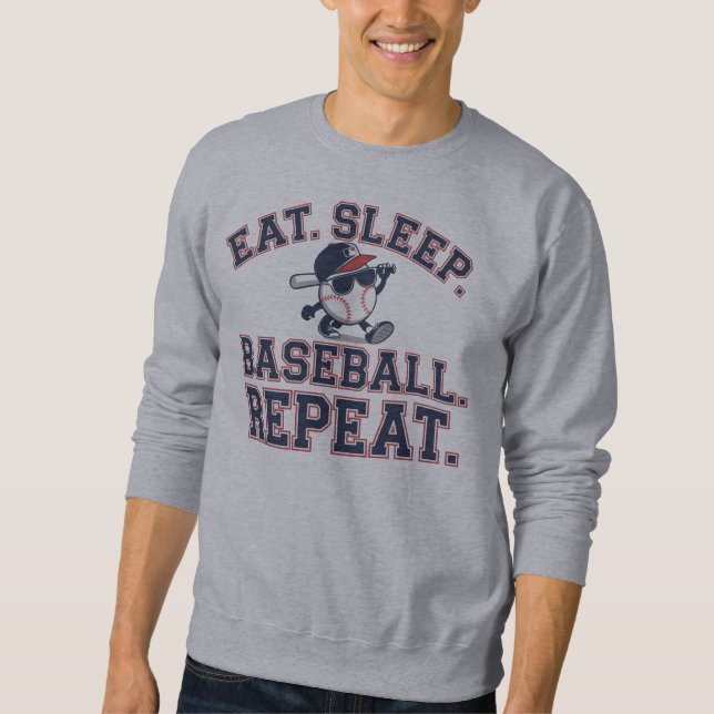 Sudadera Come. Duerme. Bola de béisbol. Repite (Anverso)