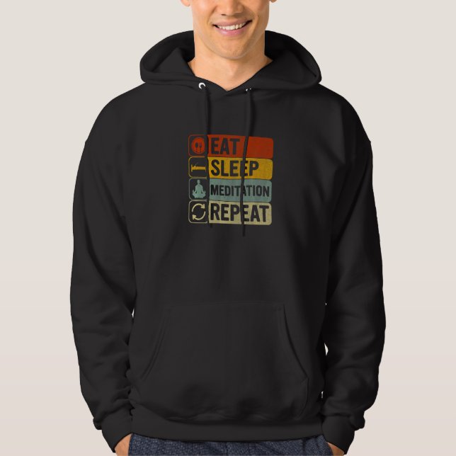 Sudadera Come Meditar Dormir Comer Repetir Retro 60s 70s Me (Anverso)
