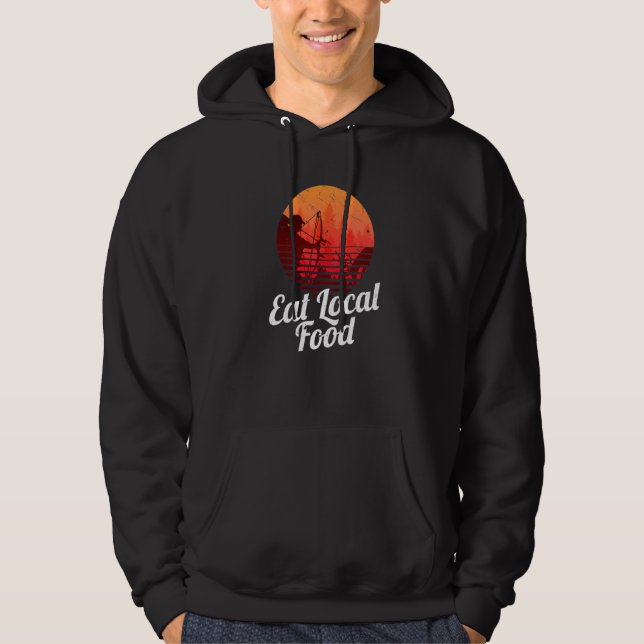 Sudadera Comer comida local Bowhun Retro Cazando ciervos (Anverso)