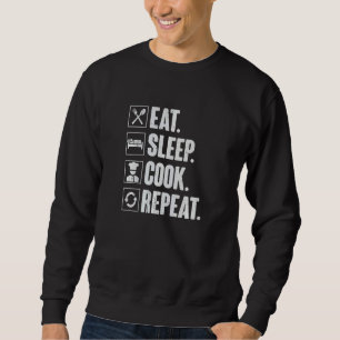 Sudadera Comer Dormir Cocinar Repetir  Retro Cocinar Cocina