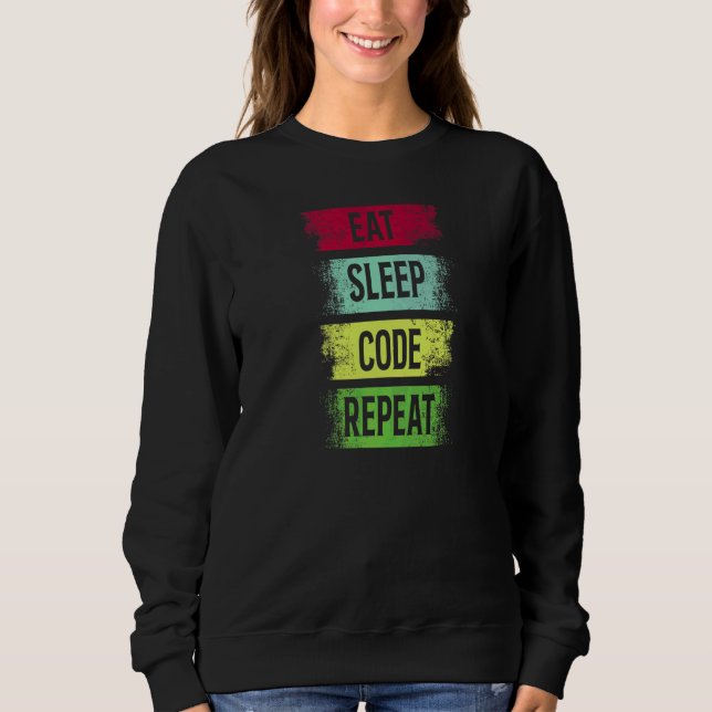 Sudadera Comer Dormir Código Repetir Codificación Programad (Anverso)