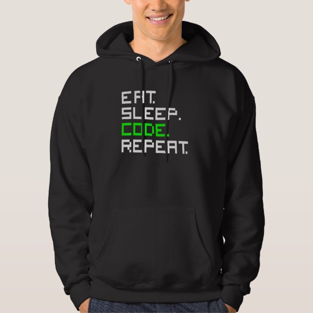Sudadera Comer Dormir Código Repetir Codificación Programad (Anverso)