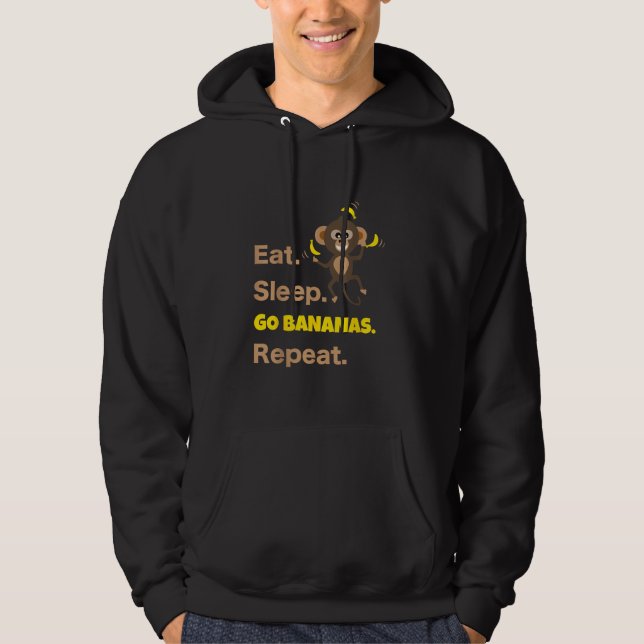 Sudadera Comer Dormir Ir Plátanos Repetir Divertido Lindo A (Anverso)