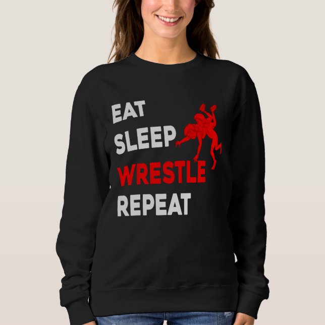 Sudadera Comer Dormir Luchar Repetir  Luchador de Lucha Lib (Anverso)